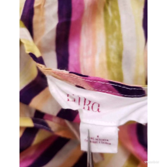 ANTHROPOLOGIE Lilka Watercolor Striped Tunic Top Sz M! - Picture 6 of 8